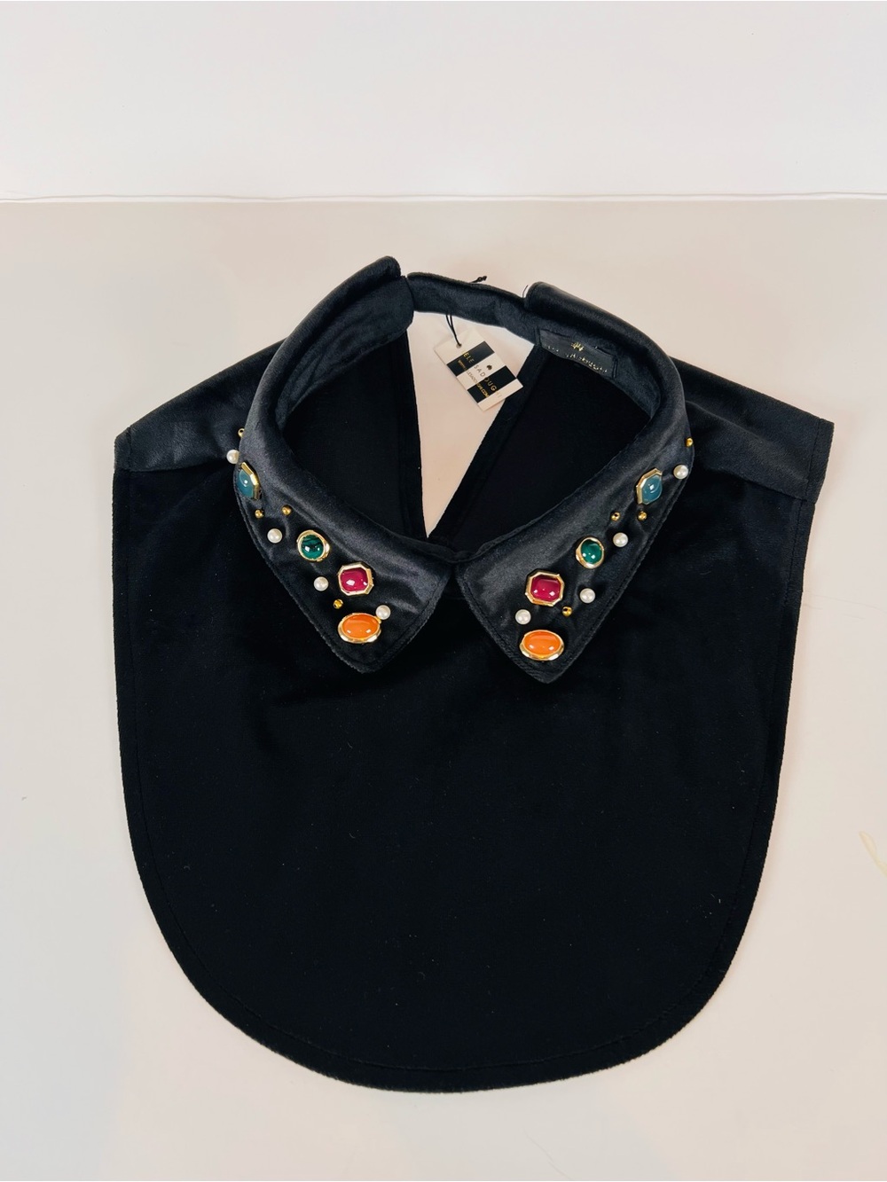 NWT Lele Sadoughi Bezel Jewel Dickey Collar Embellished Faux Pearl Collar
